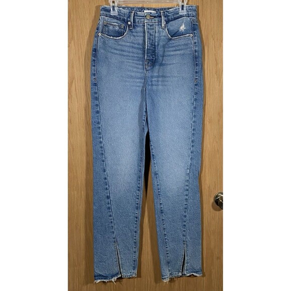 Good American Denim - Good American Good Boy Jeans Women's 6/28 Twisted Slit Hem Boyfriend Button Fly